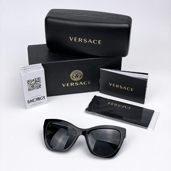 NEW Versace VE4417U GB1/87 Black Dark Gray Cat Eye Women Sunglasses - Picture 9 of 11
